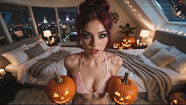 I’m fucking my hot stepsister in all her tight holes on Halloween. She loves the taste of my cum.( AI Generated)